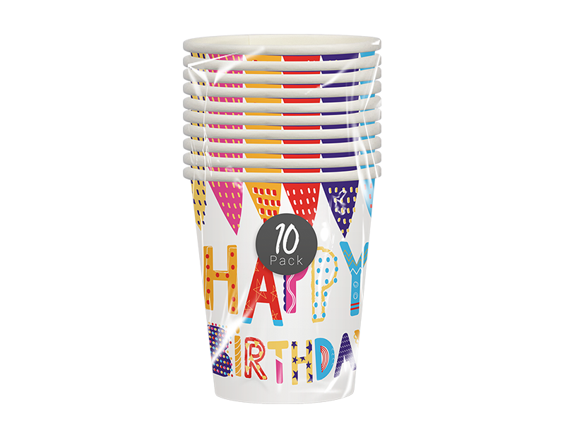 Happy Birthday Paper Cups 10pk